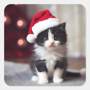 Christmas Kitten Square Sticker