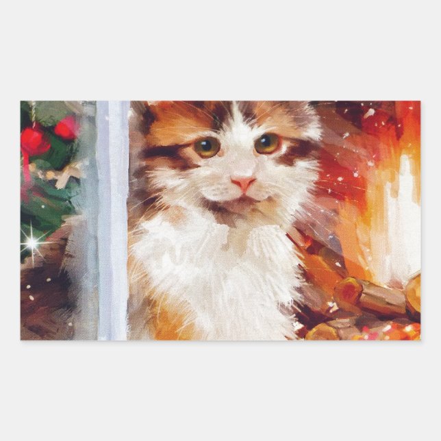 Christmas Kitten Sticker (Front)