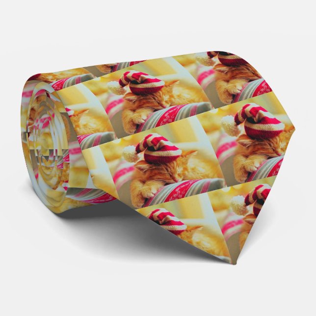 Christmas Kitten Tie (Rolled)
