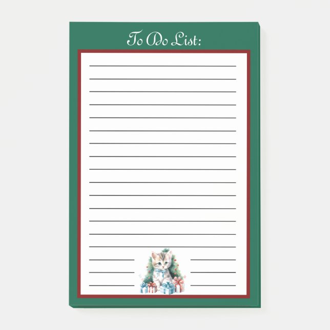 Christmas Kitten with Presents To Do List Post-it Notes (Front)