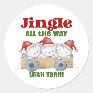 Christmas Kittens Jingle with Yarn Classic Round Sticker