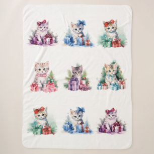 Christmas Kittens Sherpa Blanket
