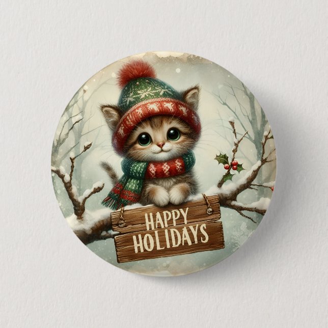 Christmas Kitty Button (Front)