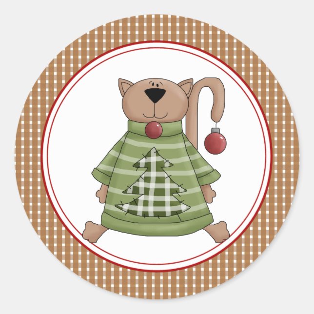 Christmas Kitty Cat Envelope Seals Stickers (Front)