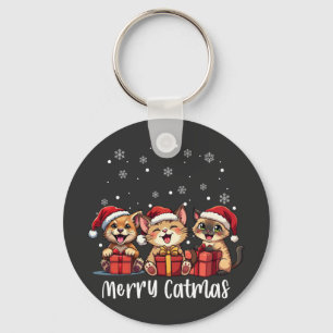Christmas Kitty Cats Merry Catmas Keychain