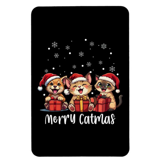 Christmas Kitty Cats Merry Catmas Magnet (Vertical)