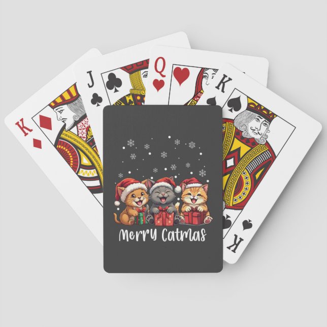 Christmas Kitty Cats Merry Catmas Playing Cards (Back)