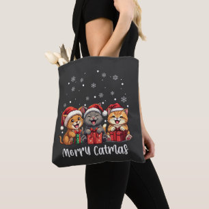 Christmas Kitty Cats Merry Catmas Tote Bag