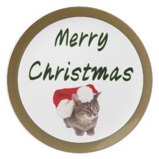 Christmas Kitty Melamine Plate