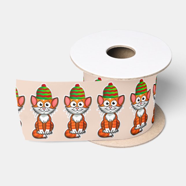 christmas kitty ribbon satin ribbon (Spool)