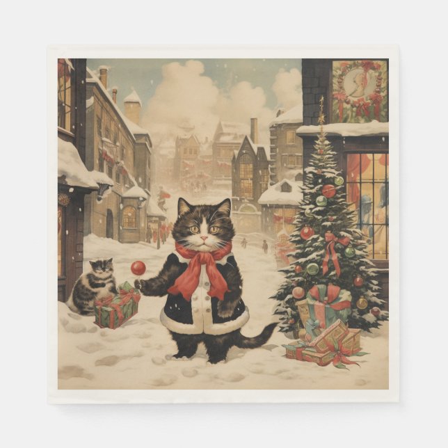 Christmas Kitty, Snowy Day Napkin (Front)