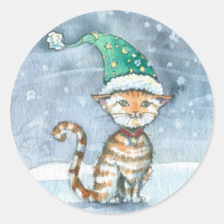 Christmas Kitty Stickers Orange Tabby