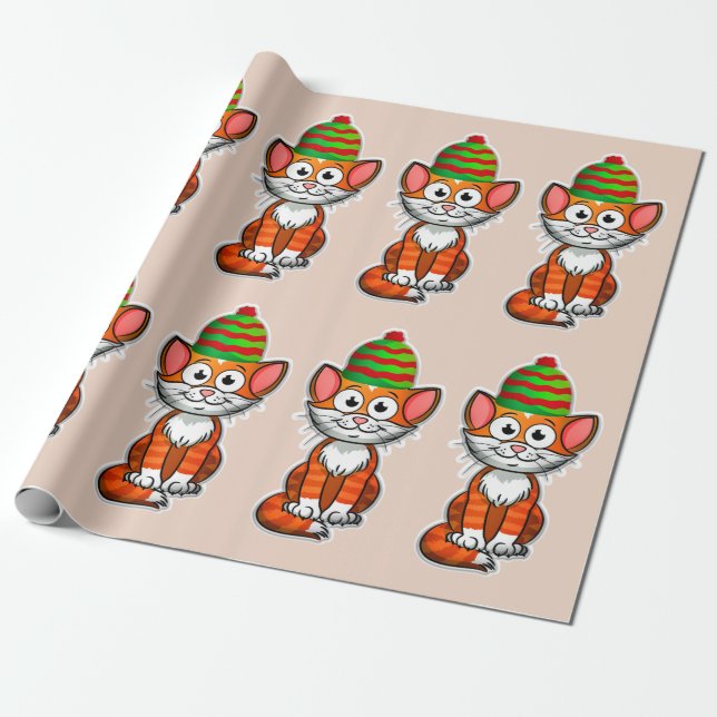 christmas kitty wrapping paper (Unrolled)