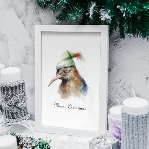 Christmas Kiwi Bird, customizable Poster