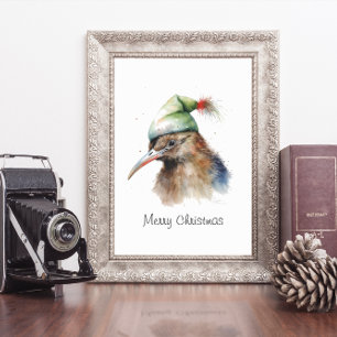 Christmas Kiwi Bird, customizable Poster