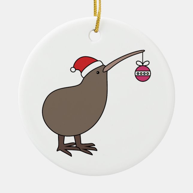 Christmas Kiwi Ceramic Ornament (Front)