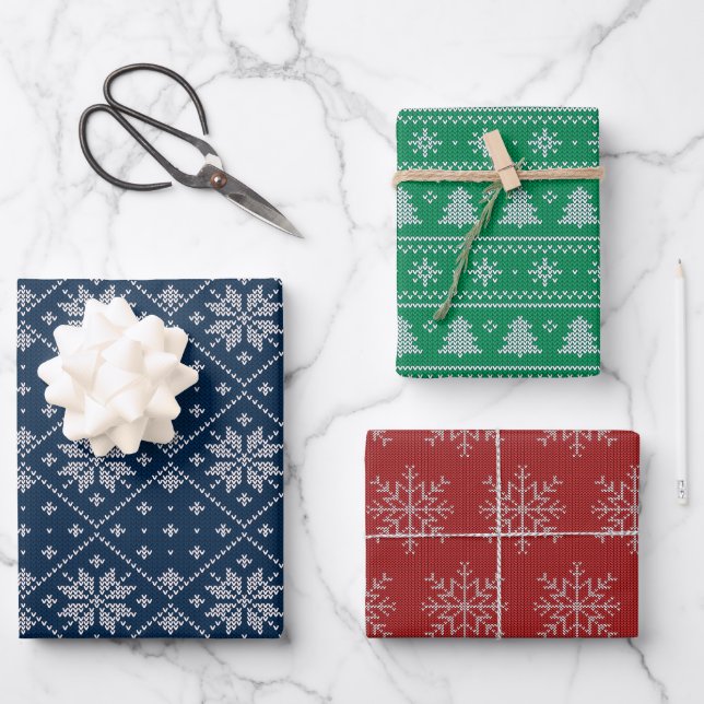 Christmas Knit Christmas Wrapping Paper Sheet (Front)