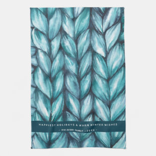 Christmas Knitted Blue Kitchen Towel
