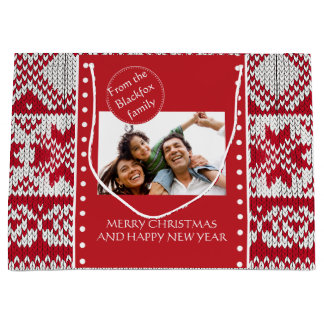 Christmas knitted pattern large gift bag
