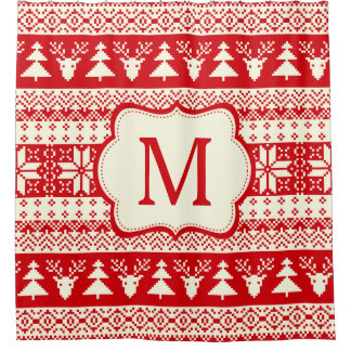 Christmas Knitted Pattern Monogram Initial