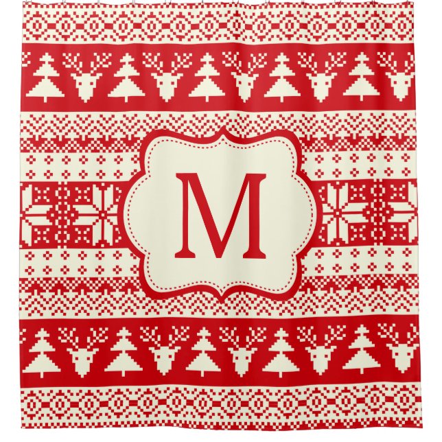 Christmas Knitted Pattern Monogram Initial (Front)