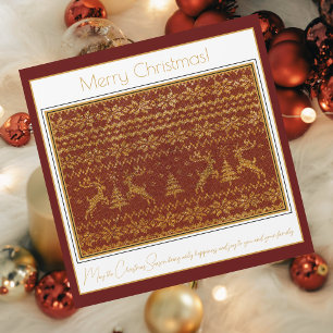 Christmas knitted pull detail with deers and tree