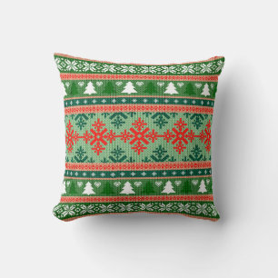 Christmas Knitting Pattern Throw Pillow