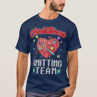 Christmas Knitting Team Funny Heart Yarn Crochet T-Shirt