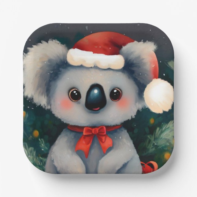 Christmas Koala 1 Paper Plate (Front)