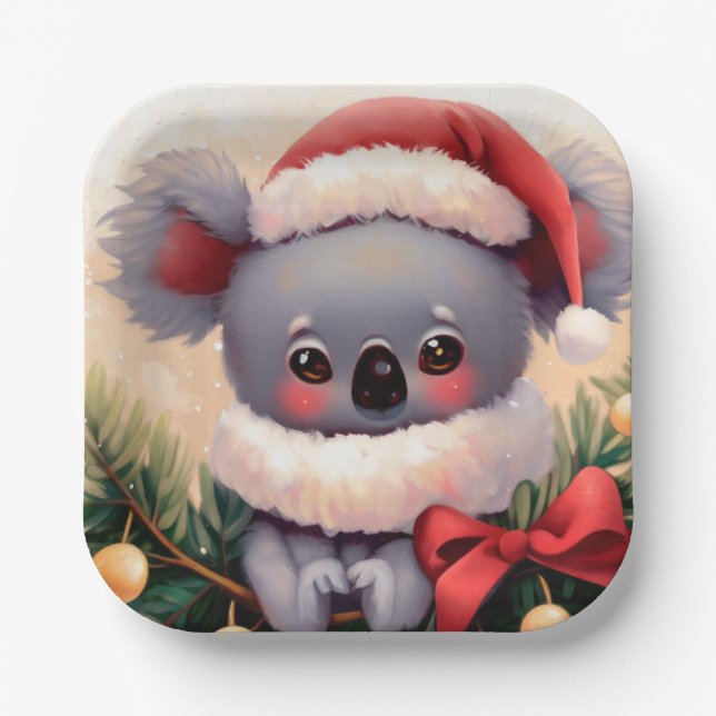 Christmas Koala 4 Paper Plate (Front)