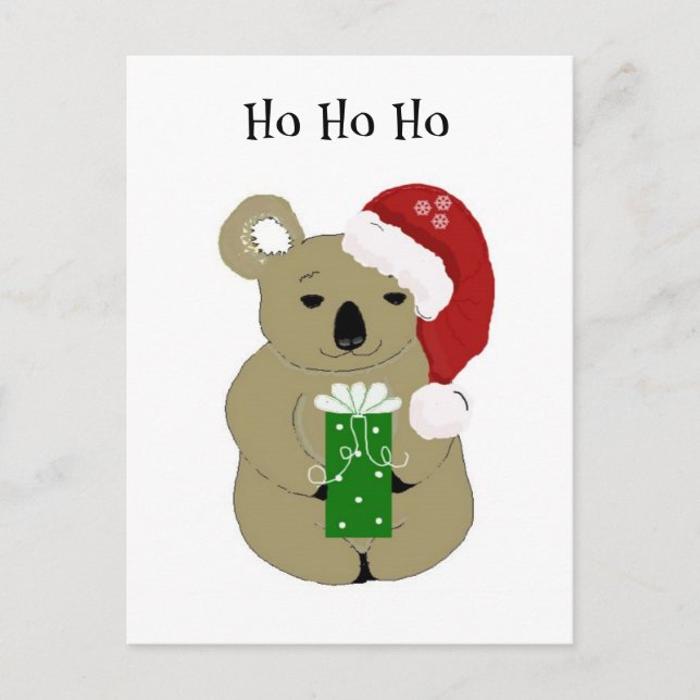 Christmas Koala Bear Holiday Postcard (Front)