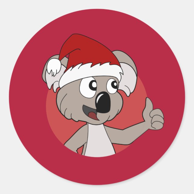 Christmas koala cartoon  classic round sticker (Front)