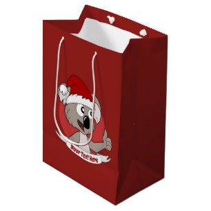 Christmas koala cartoon medium gift bag