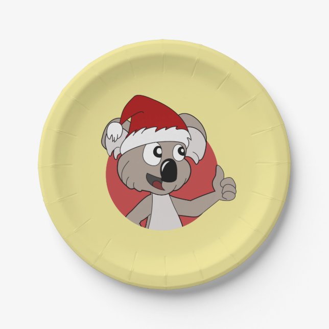 Christmas koala cartoon paper plates (Front)
