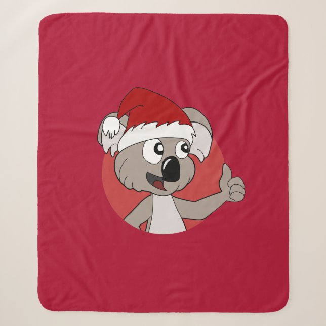 Christmas koala  cartoon  sherpa blanket (Front)