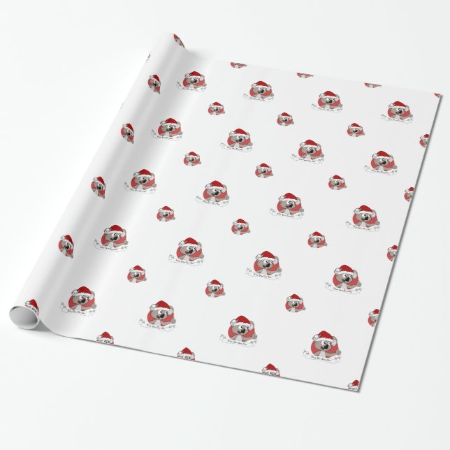 Christmas koala cartoon wrapping paper (Unrolled)