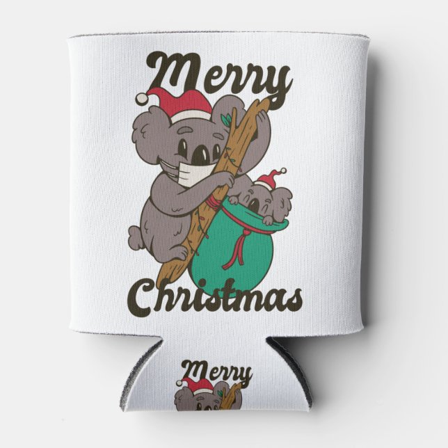 Christmas Koala Mom  Can Cooler (Front)
