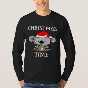 Christmas Koala Tea Time Santa Claus Koala Bear Pu T-Shirt