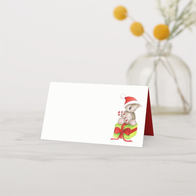 Christmas koala watercolor art place cards (Back)