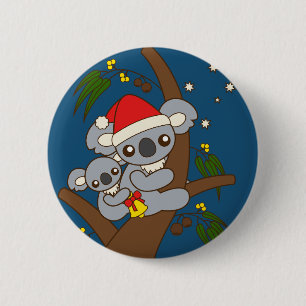Christmas Koalas 2 Inch Round Button