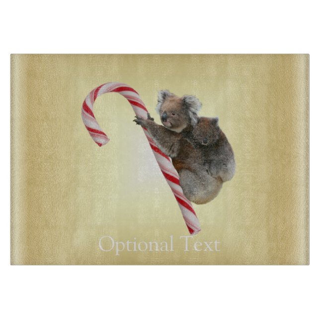 Christmas Koalas on Candy Cane Cutting Board (Front)