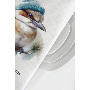 Christmas Kookaburra, customizable Kitchen Towel