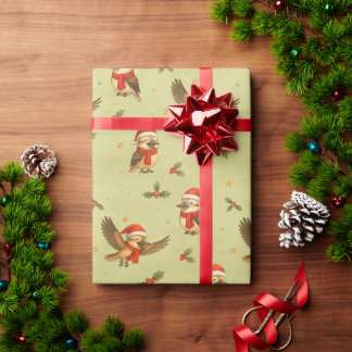 Christmas Kookaburra Watercolour Wrapping Paper