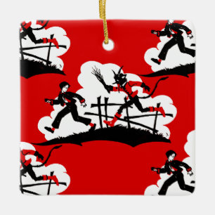 christmas krampus ceramic ornament