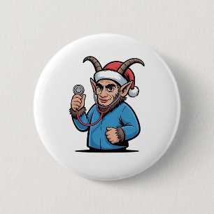 Christmas Krampus Nursing Scrubs Nurse  2 Inch Round Button