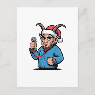 Christmas Krampus Nursing Scrubs Nurse Invitation Postcard