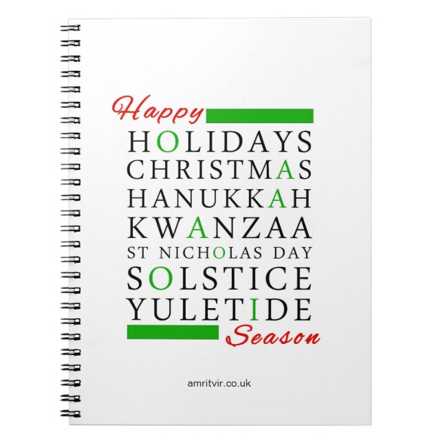 Christmas Kwanzaa Hanukkah Solstice Yuletide Notebook (Front)