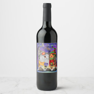 Christmas Label Happy Couple Gnomes
