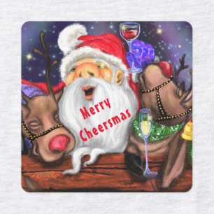 Christmas Labels Santa and Reindeers Fun