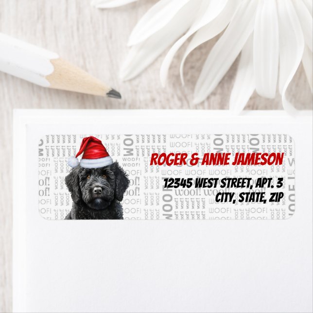 Christmas Labradoodle Dog Lover Return Address (Insitu)